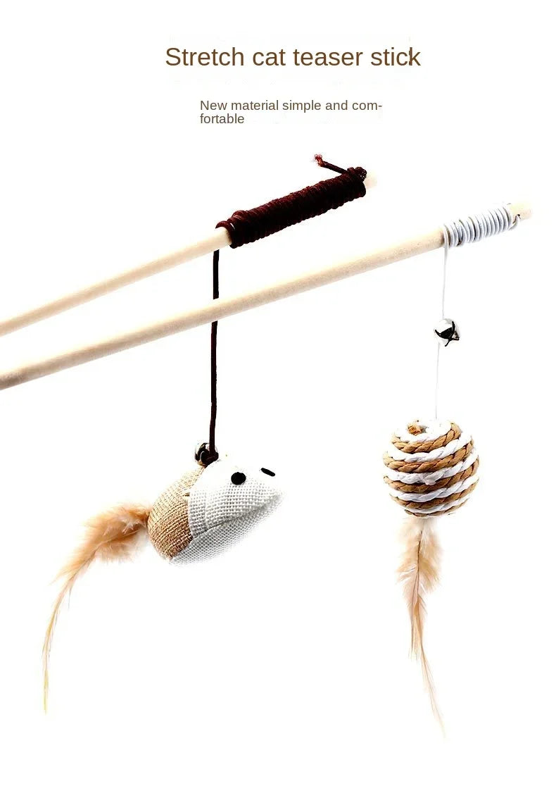 Interactive Feather Cat Wand Toy